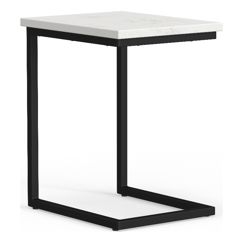 Skyler 16 in Genuine Marble and Iron C Side Table in White Marble