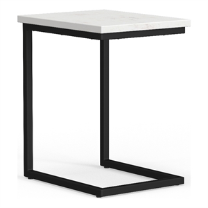 Skyler 16 in Genuine Marble and Iron C Side Table in White Marble