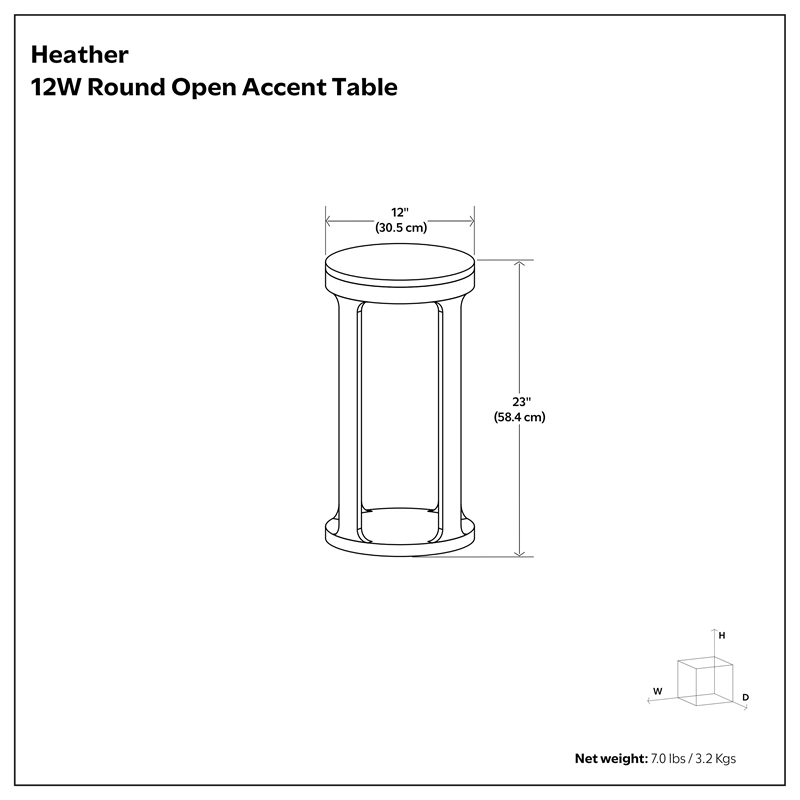 Heather 12 in Mango Wood Modern Round Open Accent Table in Grey Wash