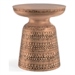 Toby 17 in Metal Round Tribal Bell Accent Table in Antique Copper
