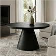 Winnie 30 in Acacia Wood Modern Round Pedestal Coffee Table in Black