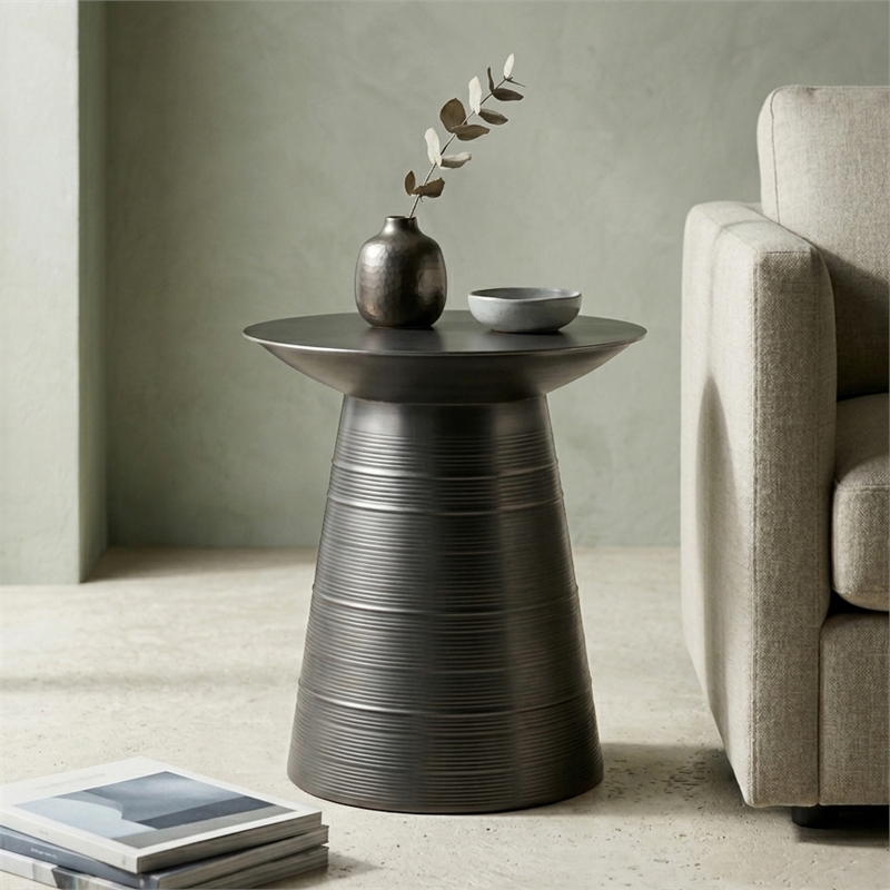Sheridan 18 inch Wide Contemporary Round Conical Accent Table in Black