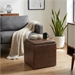 Rockwood 24 in Square Ottoman with Tray Top Distressed Brown Vegan Leather