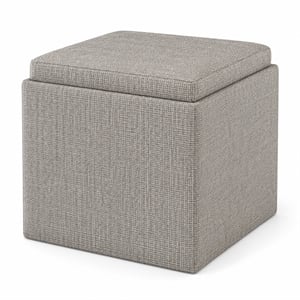 Rockwood 17 inch Cube Storage Ottoman with Tray Top in Platinum