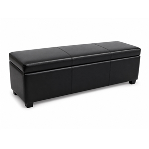 Avalon 60 in XXL Storage Ottoman Bench in Midnight Black Vegan Leather