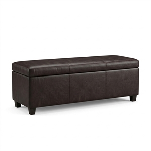 Avalon 60 in XXL Storage Ottoman Bench in Tanners Brown Vegan Leather