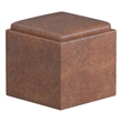 Rockwood 24 in Square Storage Ottoman with Tray Top in Distressed Brown