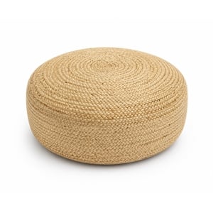 Margo 30 inch Wide Boho Round Braided Pouf in Natural Jute