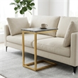Skyler 10 in Metal and Genuine Marble C Shape Side Table in Black