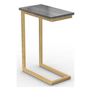 Skyler 10 in Metal and Genuine Marble C Shape Side Table in Black