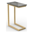 Skyler 10 in Metal and Genuine Marble C Shape Side Table in Black