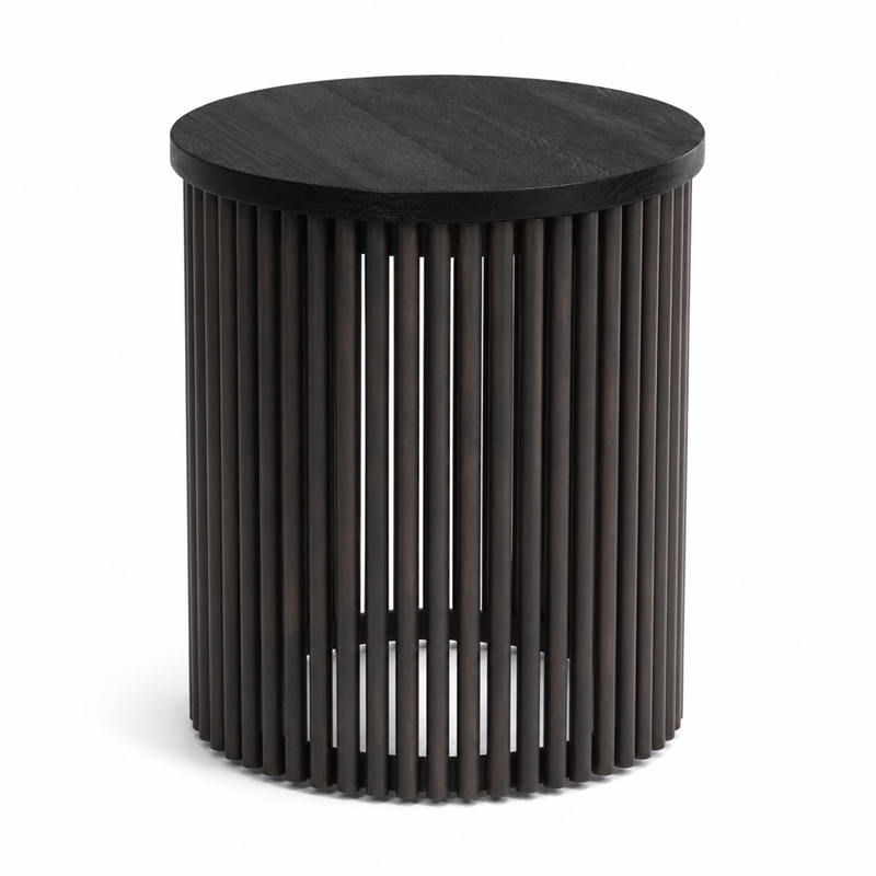 Demy 18 inch Mango Wood and Metal Industrial Accent Table in Black