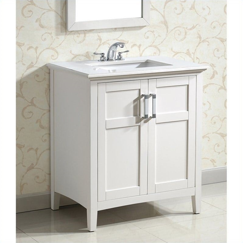 Simpli Home 30 Inch Winston Bath Bathroom Vanity in White ...