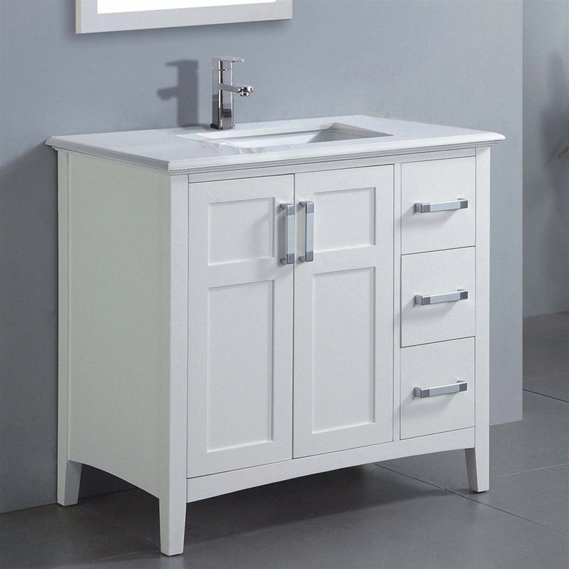 Simpli Home Winston 37 Bath Vanity With Quartz Faux Marble Top In White Nl Winston Wh 36 2a