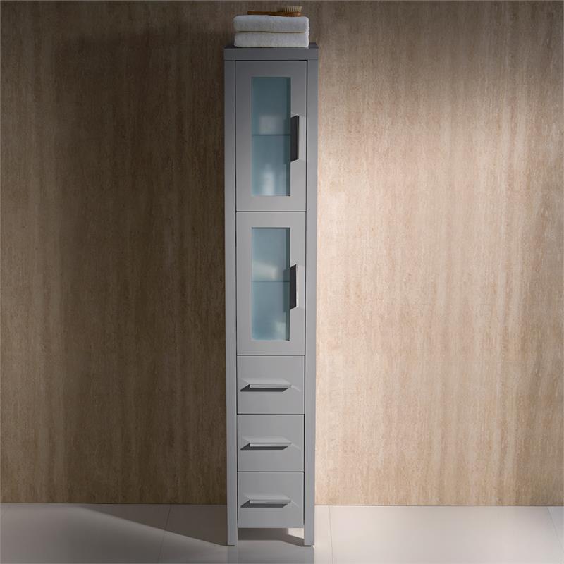 Fresca Torino Tall Modern Wood Bathroom Linen Side Cabinet in Gray