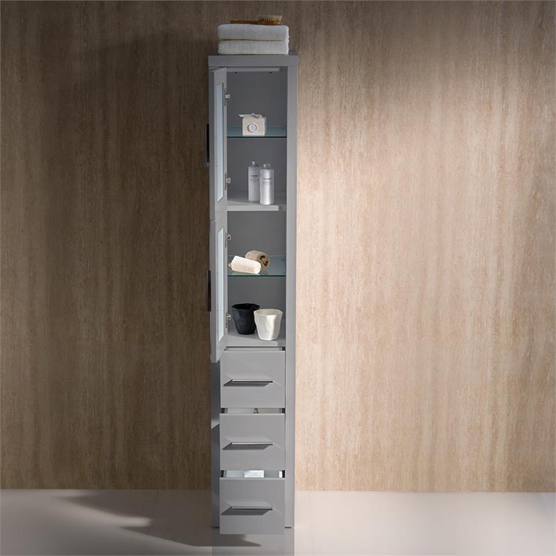 Fresca Torino Tall Modern Wood Bathroom Linen Side Cabinet in Gray