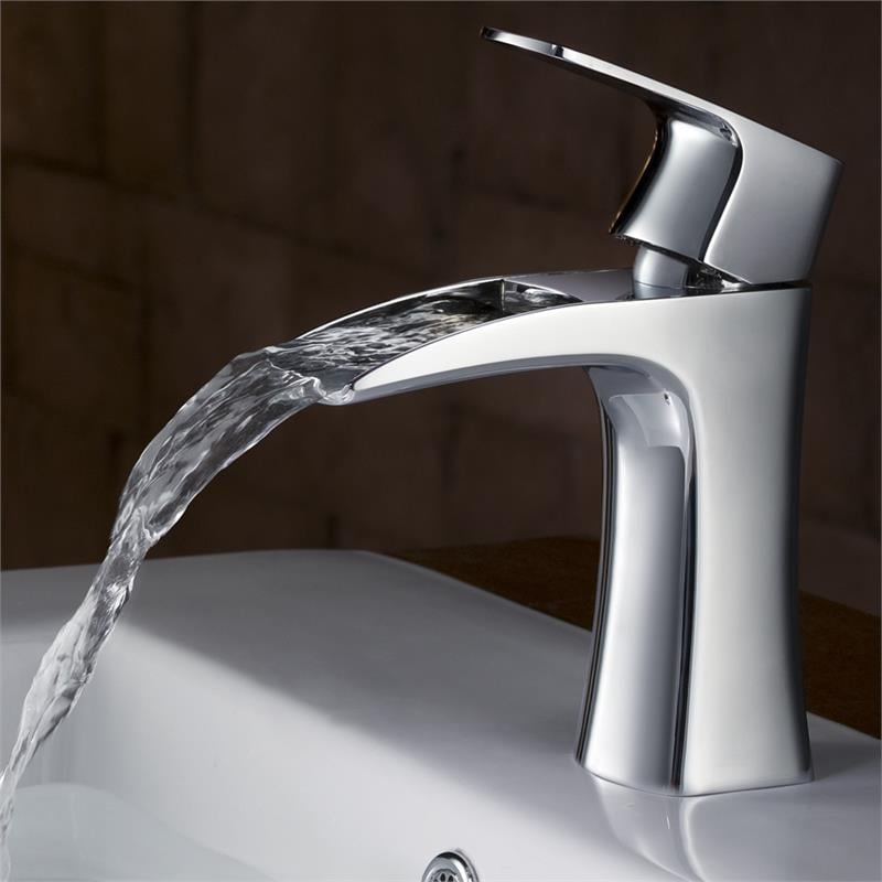 Fresca Fortore Single Hole Mount Modern Ceramic Bathroom Vanity Faucet in Chrome