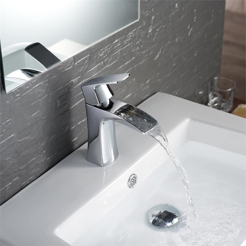 Fresca Fortore Single Hole Mount Modern Ceramic Bathroom Vanity Faucet in Chrome