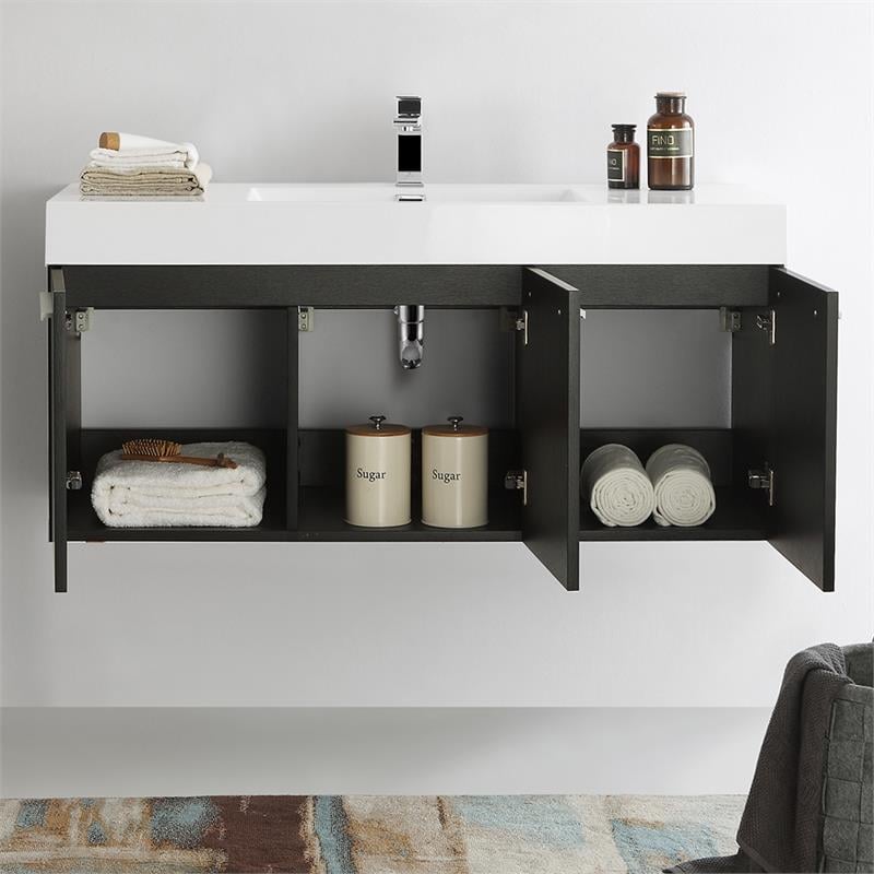 Fresca Vista 48" Integrated Sink Modern Wood Bathroom Cabinet in Black