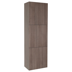 fresca gray oak bathroom linen side cabinet with 3 large storage areas