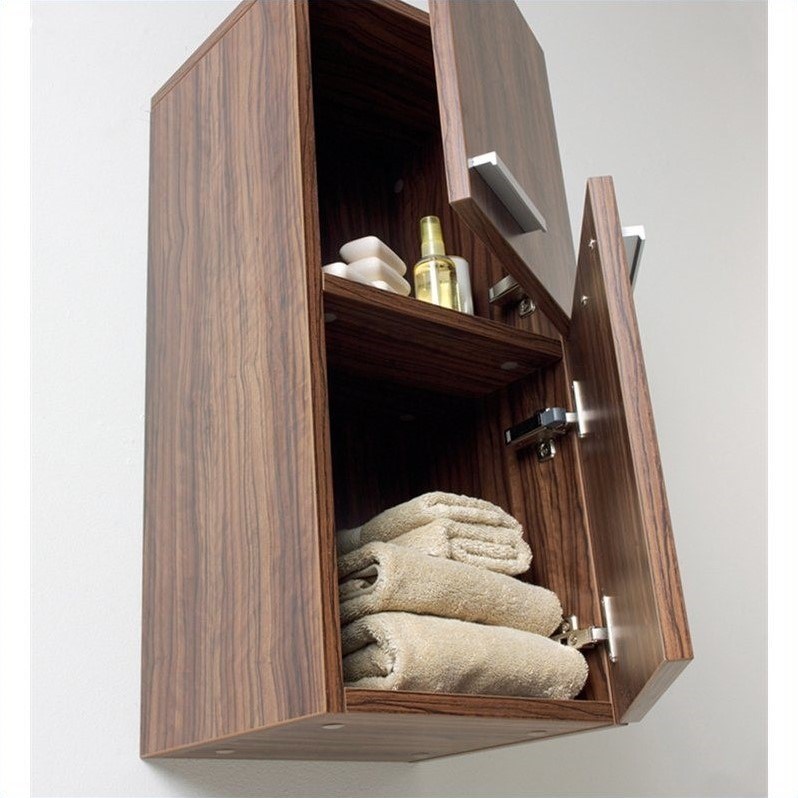 Fresca Walnut Bathroom Linen Side Cabinet with 2 Storage Areas
