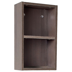 fresca gray oak bathroom linen side cabinet with 2 open storage areas
