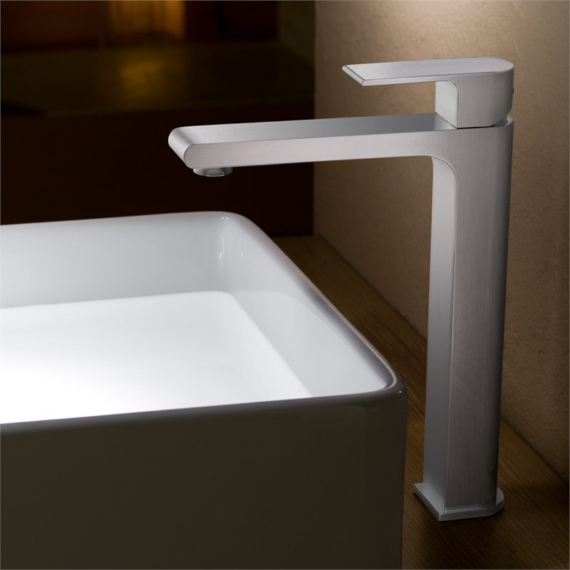 Fresca Allaro Single Hole Vessel Mount Bathroom Vanity Faucet in Brushed Nickel