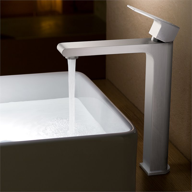 Fresca Allaro Single Hole Vessel Mount Bathroom Vanity Faucet in Brushed Nickel