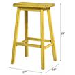 ACME Gaucho Wooden Armless Rectangle Bar Stool in Antique Yellow (Set of 2)