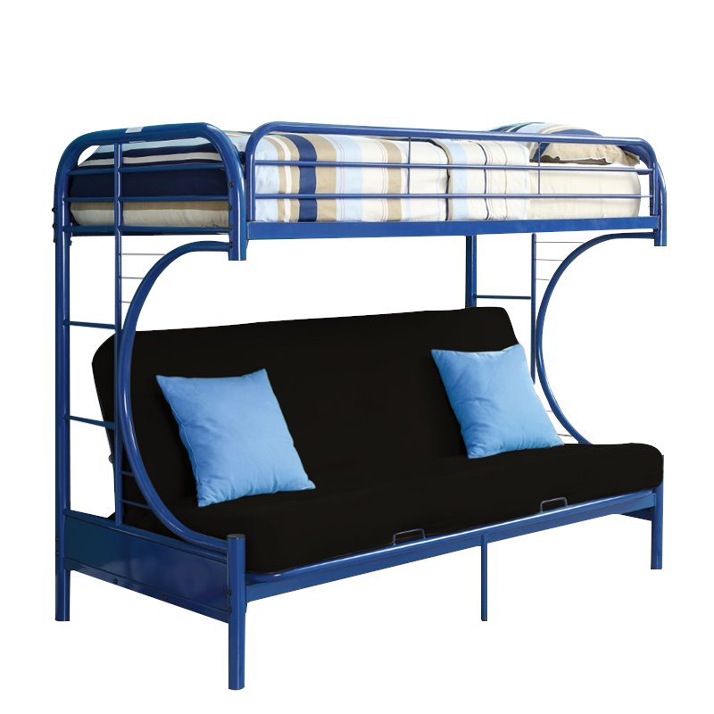 Acme Furniture Eclipse Twin Over Full, Navy Blue Bunk Beds Twin Over Full