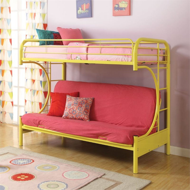 Acme Furniture Eclipse Twin Over Full And Futon Bunk Bed In Yellow Acme Furniture Eclipse Twin Over Full And Futon Bunk Bed In Yellow 02091w Yl