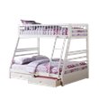 ACME Jason Wooden Twin over Full Bunk Bed with 2 Drawers in White