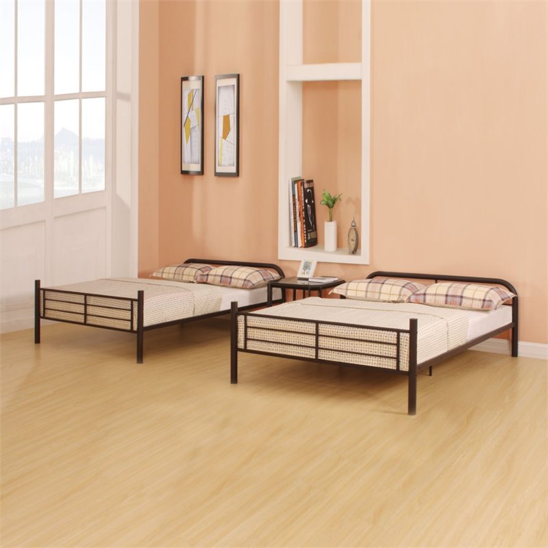 ACME Bristol Metal Frame Full over Full Bunk Bed in Dark Brown