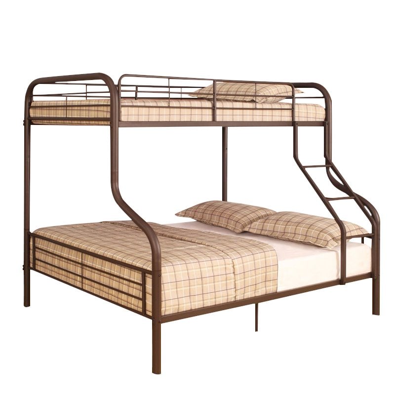 ACME Cairo Metal Frame Twin over Full Bunk Bed in Sandy Black