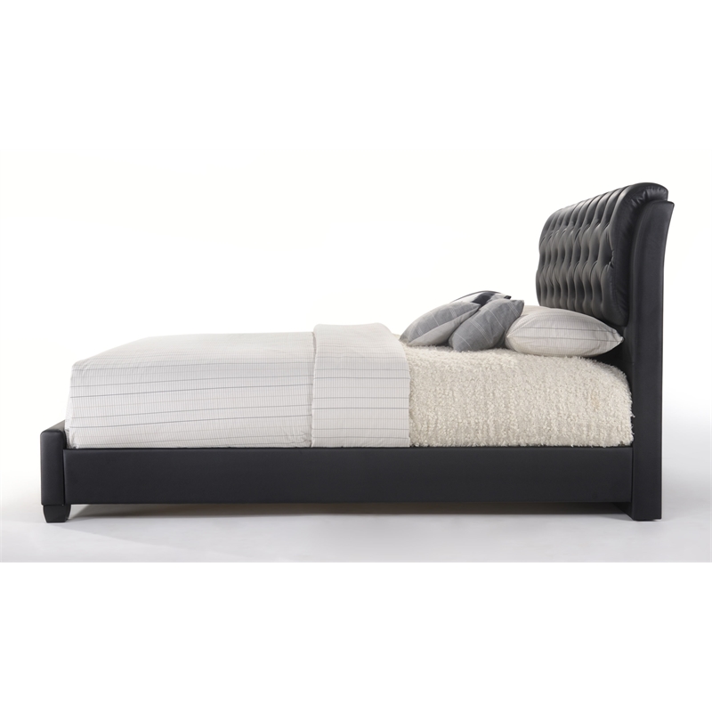 ACME Ireland II Tufted Upholstered Faux Leather King Panel Bed in Black