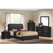 ACME Ireland II Tufted Upholstered Faux Leather King Panel Bed in Black