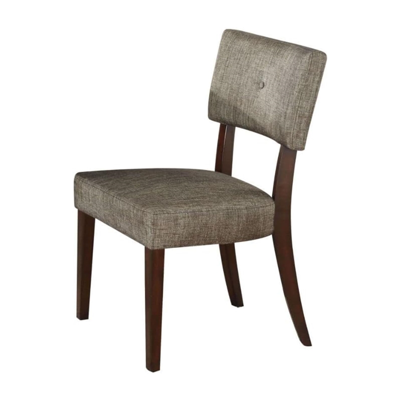 ACME Drake Upholstered Fabric Side Chair in Gray and Espresso Set of 2