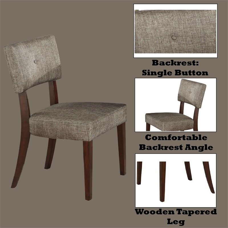 ACME Drake Upholstered Fabric Side Chair in Gray and Espresso Set of 2