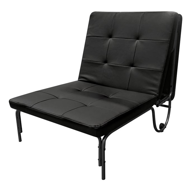 ACME Senon Upholstered Futon Chair with Metal Frame in Silver and Black