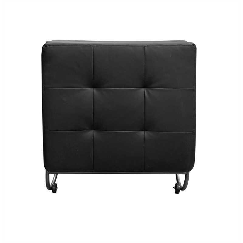 ACME Senon Upholstered Futon Chair with Metal Frame in Silver and Black