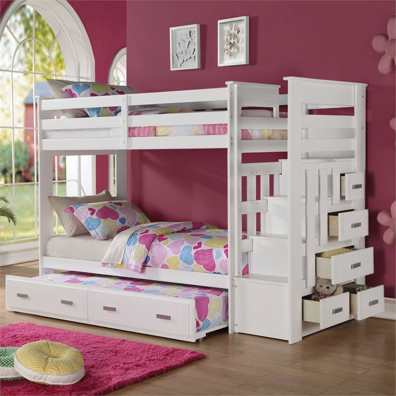 Acme Furniture Allentown Twin Over Twin Bunk Bed With Trundle In