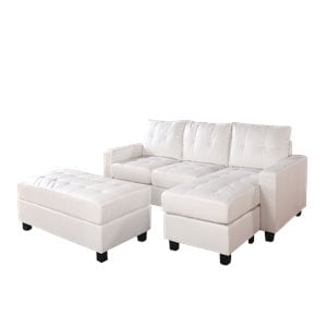 acme lyssa bonded leather match sectional sofa with ottoman