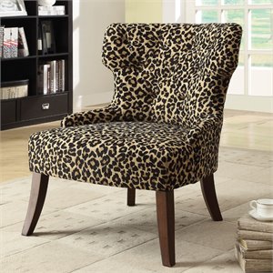 ACME Furniture Claribel Fabric Accent Chair in Leopard and Espresso