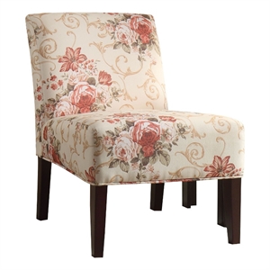 acme riston fabric accent chair in floral and beige