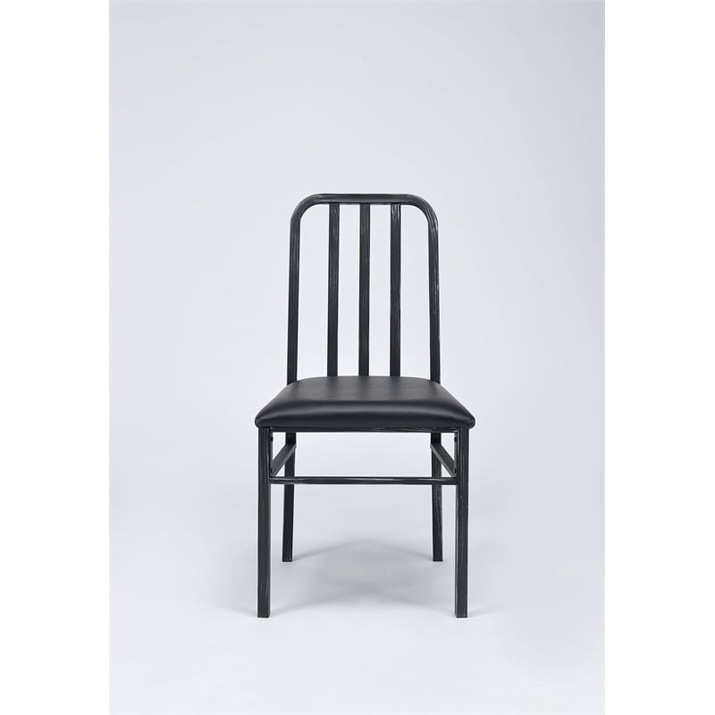 ACME Jodie Faux Leather Upholstered Side Chair in Antique Black Set of 2