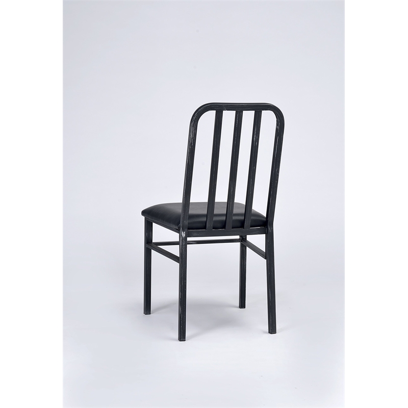 ACME Jodie Faux Leather Upholstered Side Chair in Antique Black Set of 2