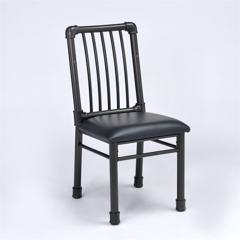ACME Caitlin Faux Leather Upholstered Side Chair in Black Set of 2