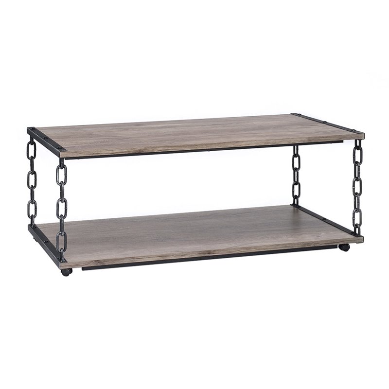 Acme Furniture Jodie Coffee Table In Rustic Oak And Antique Black Acme Furniture Jodie Coffee Table In Rustic Oak And Antique Black