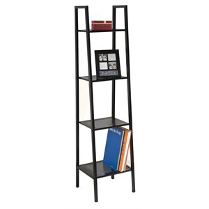 acme eason 4 shelf metal frame narrow bookcase in black