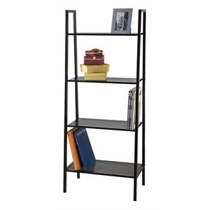 acme eason 4 shelf metal frame wide bookcase in black